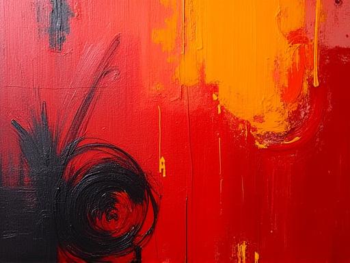 Abstract expressionist painting using Niji Enogu oil paints.